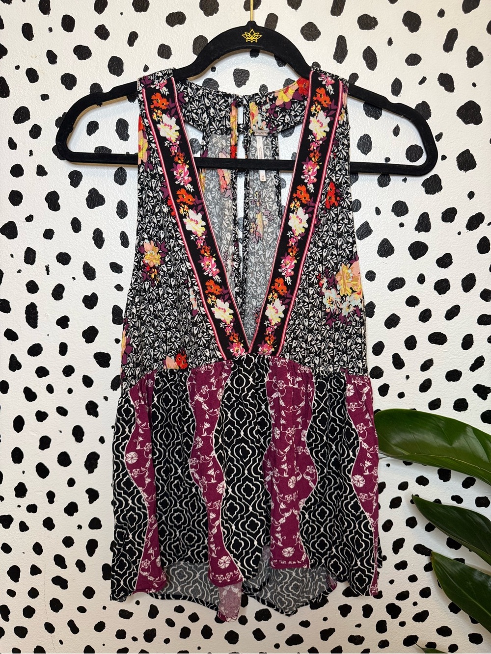 Free People Dream Darling Flowy Boho Plunge Tank Top